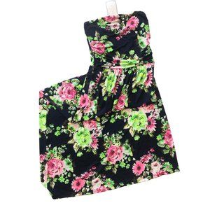 Floral Strapless Maxi Dress with pockets!